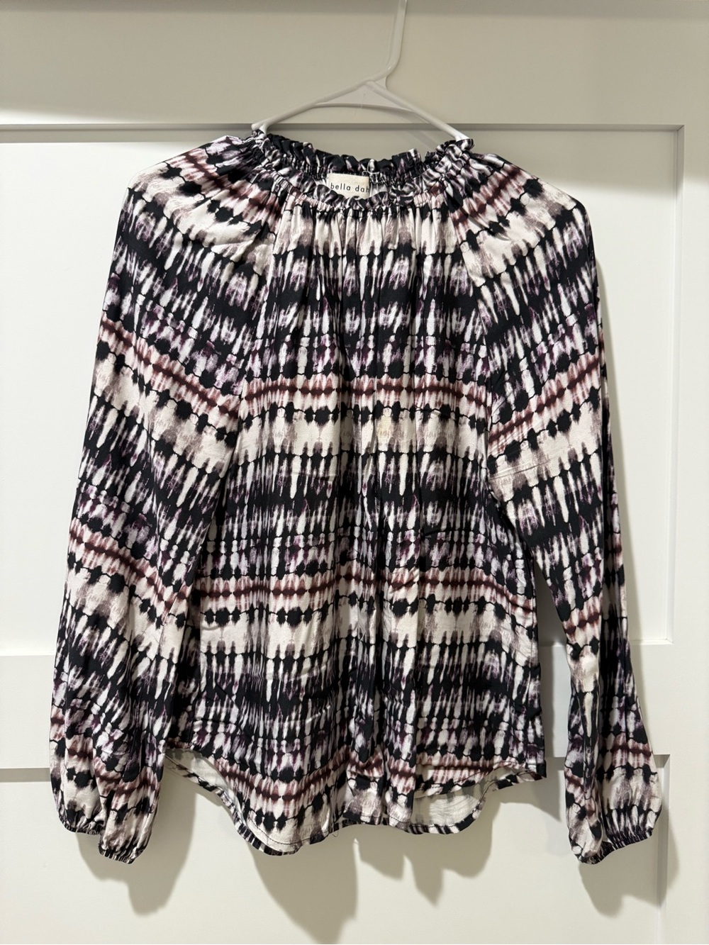 Bella Dahl Tie-Dye Print Long Sleeve Blouse - Black & Pink